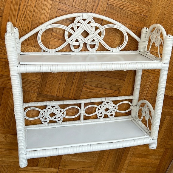 Wall Decor | Vintage White Wicker Rattan Shelf | Poshmark